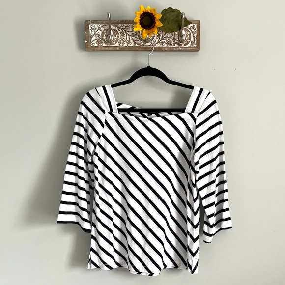 BANANA REPUBLIC Women’s Striped Boat Neck Top-Size Small - Picture 1 of 6